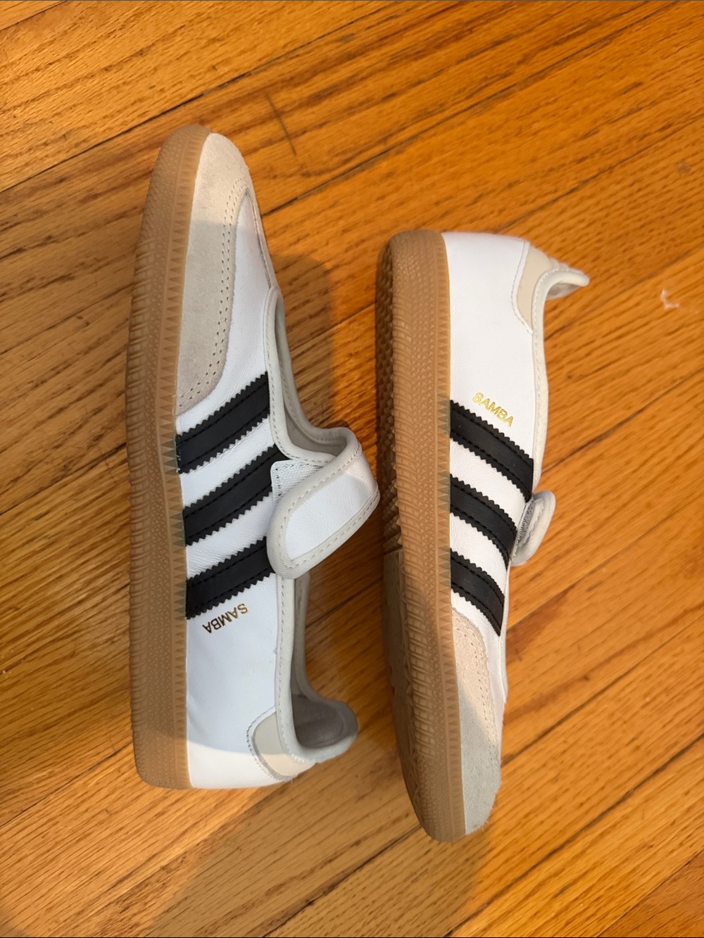 adidas women’s Mary Jane Samba White, Black & Gum Casual Sneakers